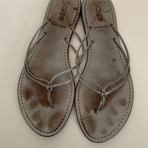J.Crew Italian Leather Silver Strappy Sandals